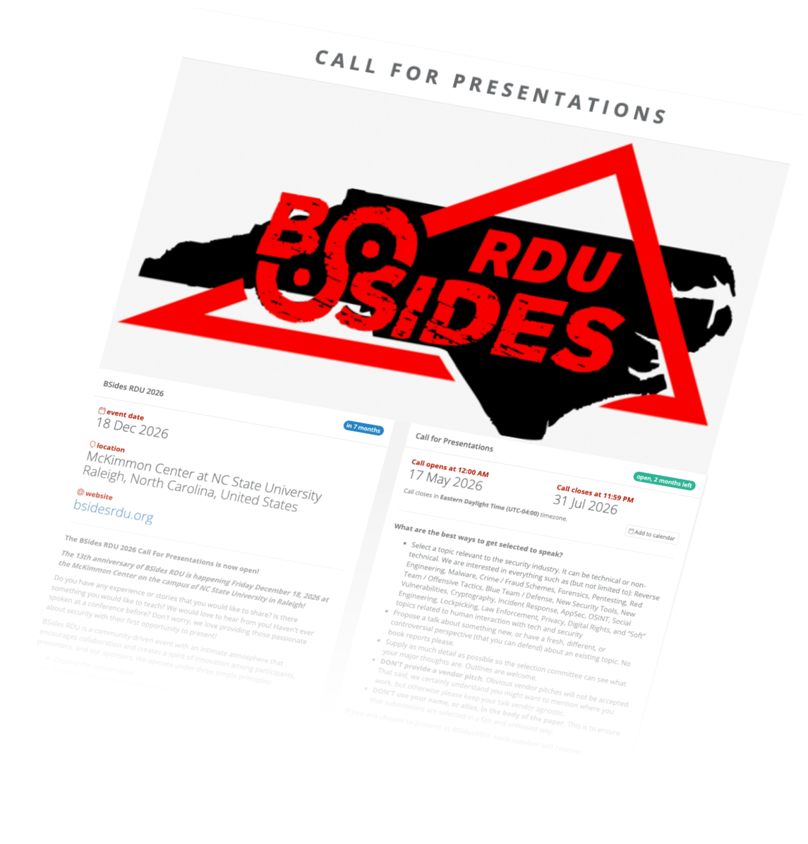 BSides RDU Call For Presentations on Sessionize
